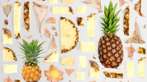 Pineapple Slice and Leaf Collection Stock-Footage 210716021