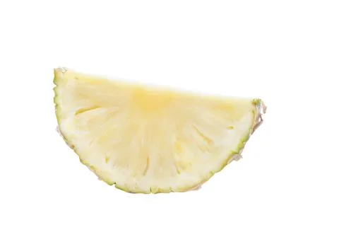 Pineapple slice close up isolated on white background. Stock Photos