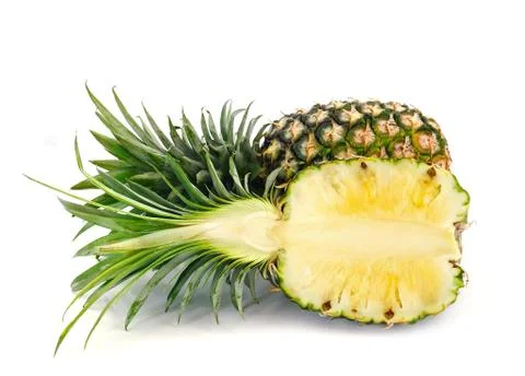 Pineapple slice isolated over white background. Stock Photos
