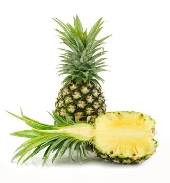 Pineapple slice isolated over white background. Stock Photos