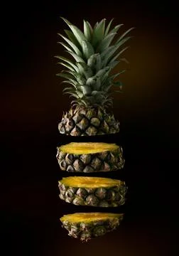 Pineapple slice isolated Stock Photos