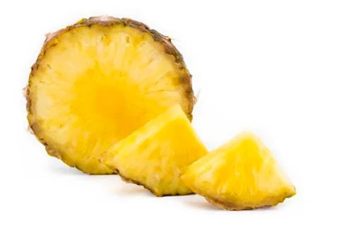 Pineapple slice isolated on the white background Stock Photos