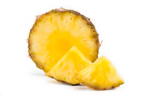 Pineapple slice isolated on the white background Stock Photos