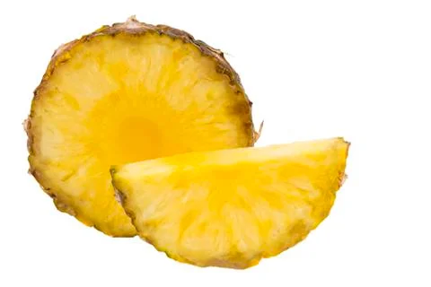Pineapple slice isolated on the white background Stock Photos