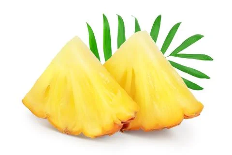 Pineapple slice isolated on white background with clipping path and full depth Stock Photos