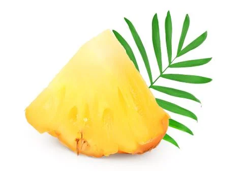 Pineapple slice isolated on white background with clipping path and full depth Stock Photos