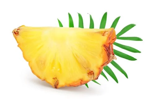 Pineapple slice isolated on white background with clipping path and full depth Stock Photos