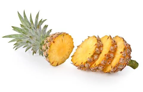 Pineapple slice isolated on white background Stock Photos