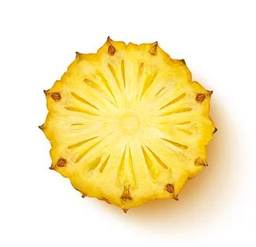 Pineapple slice isolated on white background, top view Stock Photos