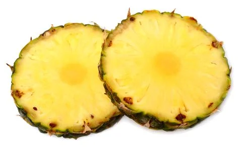 Pineapple slice isolated on white background. Creative tropical fruit concept Stock Photos