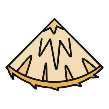 Pineapple slice with outline in cartoon style 스톡 일러스트