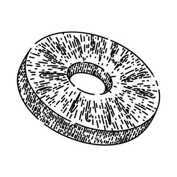 Pineapple slice round sketch hand drawn vector 스톡 일러스트
