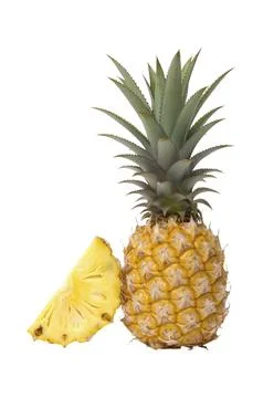 Pineapple slice on white background Stock Photos