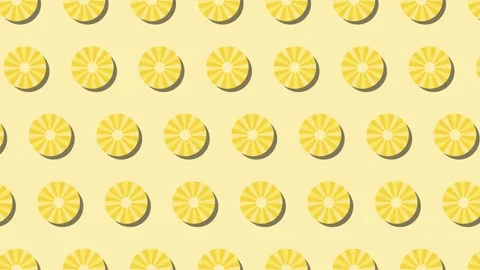 Pineapple slices in animated pattern on an orange background. Seamless loop food 動画素材 174894788