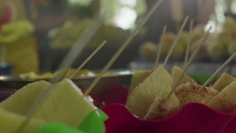 Pineapple Slices Close Up Stock Footage 105726097