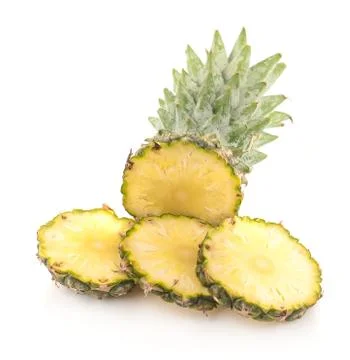 Pineapple with slices an isolated Clipping Path Stock Photos