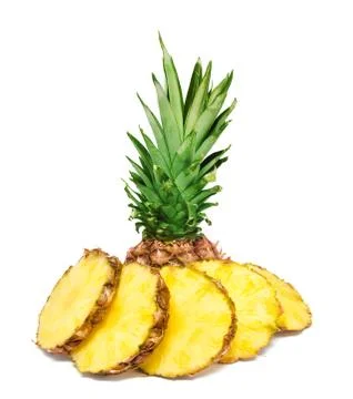 Pineapple slices isolated Stock Photos