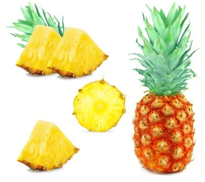 Pineapple slices isolated on a white background Stock Photos