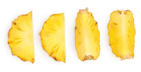 Pineapple slices isolated on white background with clipping path and full depth Stock Photos