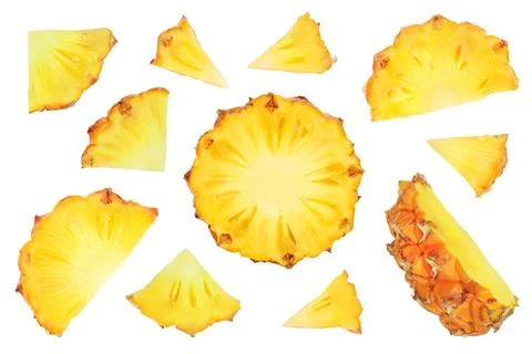Pineapple slices isolated on white background with clipping path and full depth Foto stock