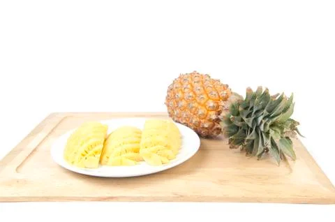 Pineapple with slices isolated on white Foto stock