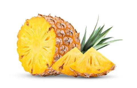 Pineapple slices isolated on the white Stock Photos