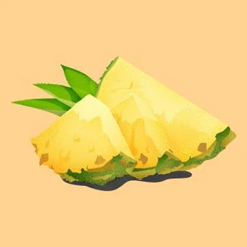 Pineapple slices with leaves. Stock Illustration