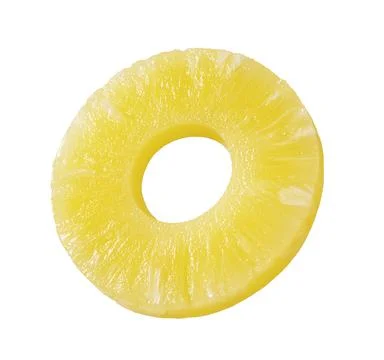 Pineapple slices placed on a white background Stock Photos