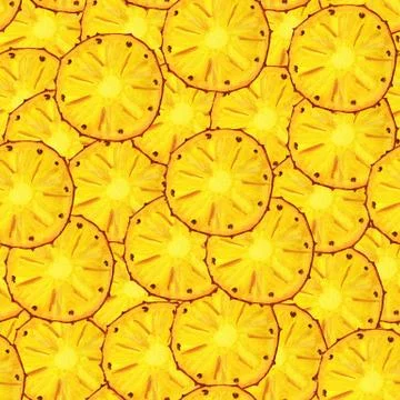 Pineapple slices watercolor seamless pattern Stock Illustration