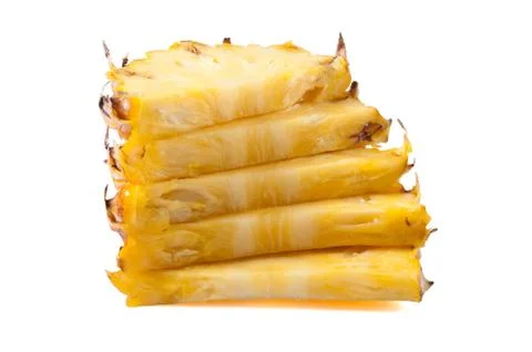 Pineapple with slices on white background Stockfoto's