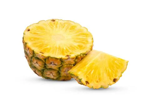 Pineapple with slices on white background Stock Photos