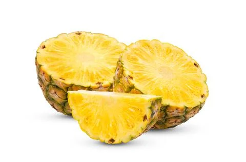 Pineapple with slices on white background Stock Photos