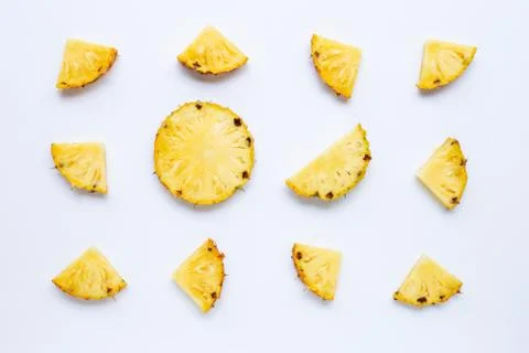 Pineapple slices on white. Foto stock