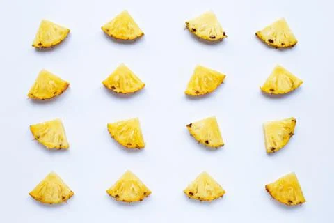 Pineapple slices on white. Stock Photos