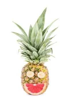 Pineapple smiley isolated on white Stock Photos