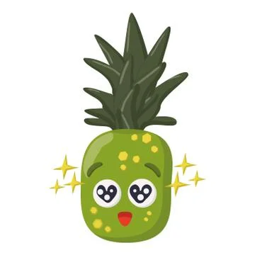 Pineapple smiling happy open minded cartoon character in love isolated on whi Stock Illustration