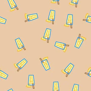 Pineapple smoothie drink vector seamless pattern Stock Illustration