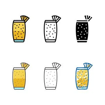 Pineapple smoothie fruit juice range food color icon vector Stock Illustration