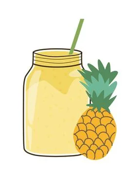 Pineapple smoothie in a glass Stock Illustration