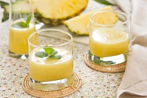 Pineapple smoothie Stock Photos