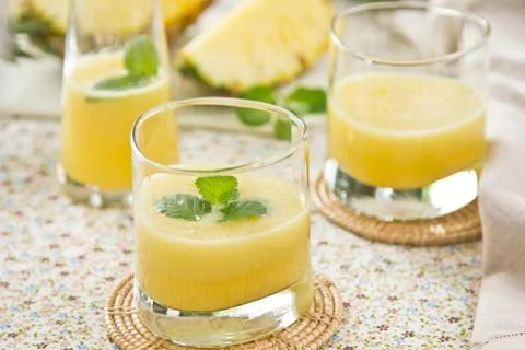 Pineapple smoothie Stock Photos