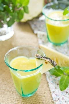 Pineapple smoothie Stock Photos