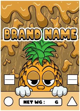 Pineapple Strain Cartoon with Slime Background. Stock Illustration