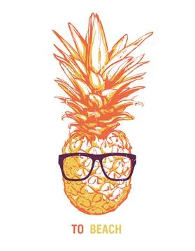 Pineapple in sunglasses Illustrazione stock