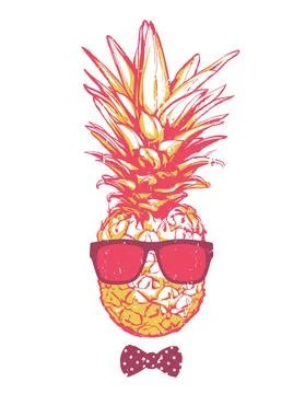 Pineapple in sunglasses Illustrazione stock
