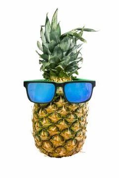 Pineapple with sunglasses on isolated background Stock Illustration
