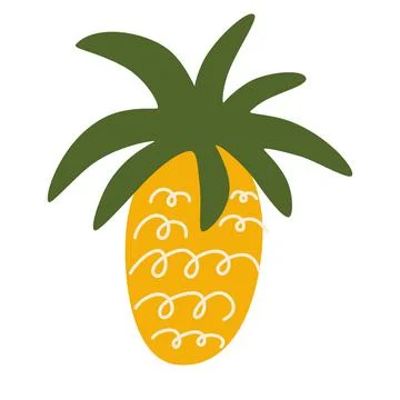 Pineapple. Sweet exotic fruit. For menus of restaurants, shops and printing,  Stock Illustration