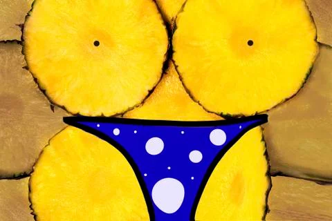 Pineapple in swimming trunks Stock Photos