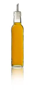 Pineapple Syrup bottle on white background with reflection. Stockfoto's