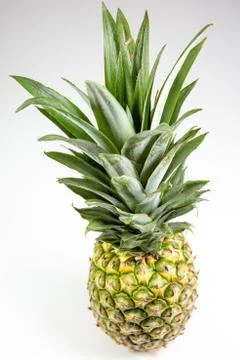 Pineapple on a table waiting for the chef to carve it and serve Stock Photos